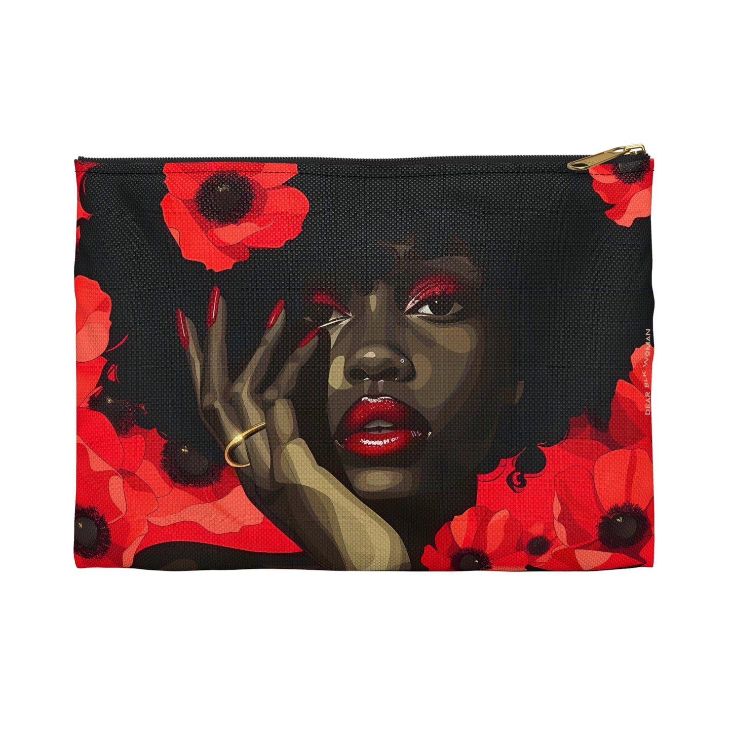 Red Flower Beauty Accessory Pouch