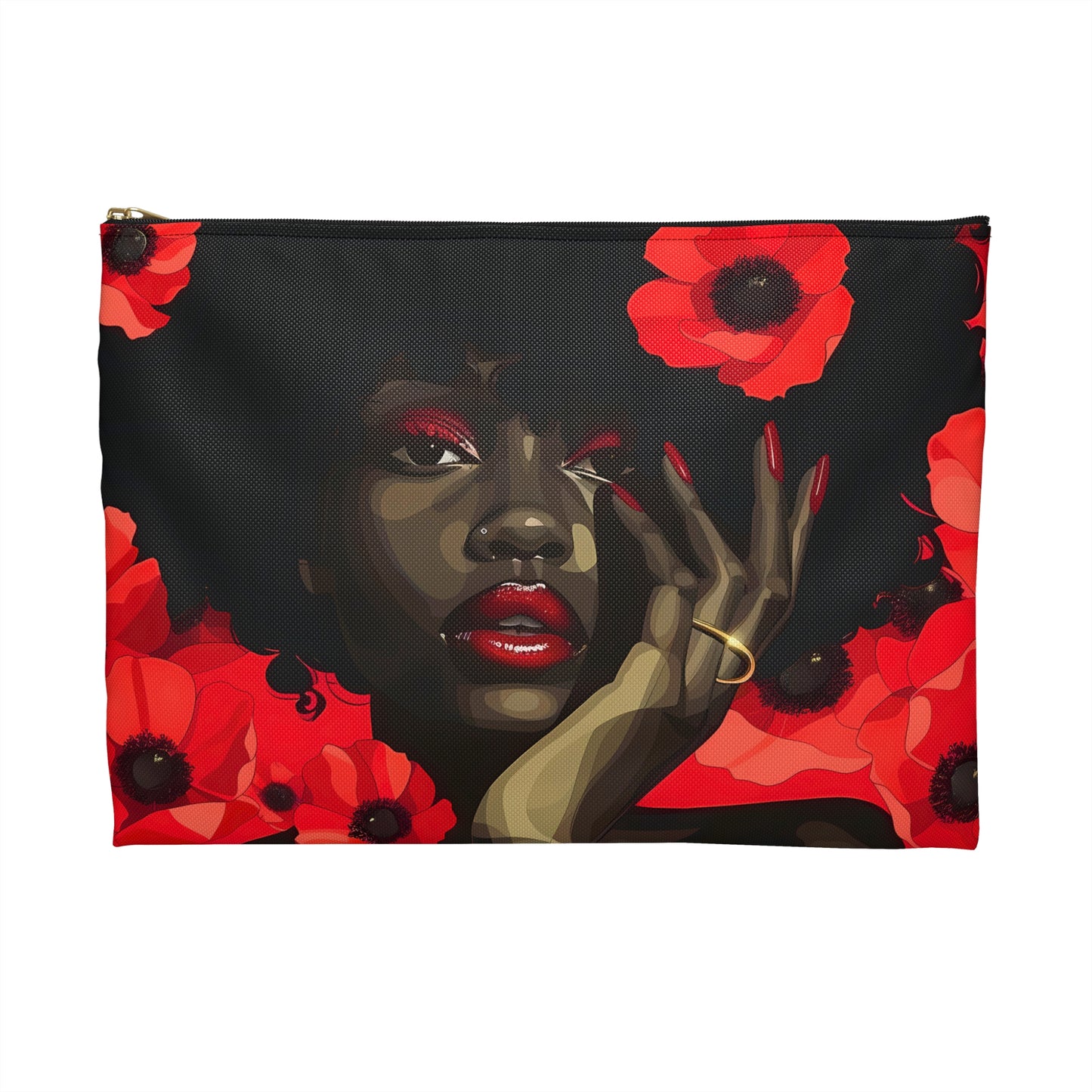 Red Flower Beauty Accessory Pouch