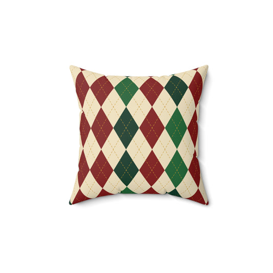 Christmas Argyle Decorative Throw Pillow | Classic Holiday Accent Cushion | Winter Home Decor Pillow | Festive Argyle Christmas Decor | Cozy Seasonal Pillow