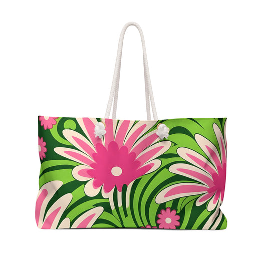 Pink Flower Weekender Bag