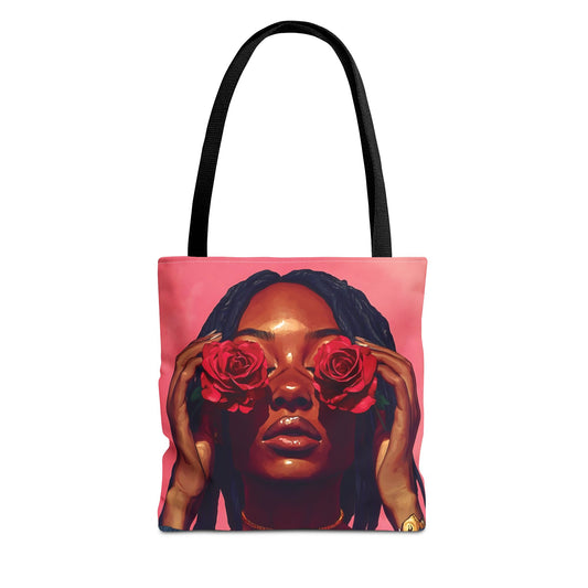 Queen In Bloom Tote Bag - African American Woman Flower Tote Bag