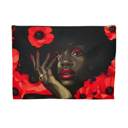 Red Flower Beauty Accessory Pouch