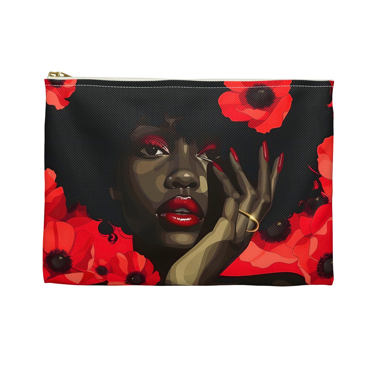 Red Flower Beauty Accessory Pouch