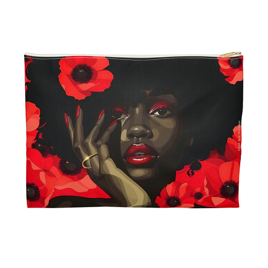 Red Flower Beauty Accessory Pouch